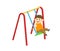 Cute smiling boy swinging on a swing. Cartoon flat vector illustration, isolated on white background.