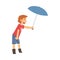 Cute Smiling Boy with Umbrella, Polite Boy, Good Manners Vector Illustration