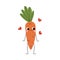 Cute Smiling Carrot, Cheerful Vegetable Character with Funny Face Vector Illustration