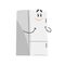 Cute smiling cartoon fridge character, humanized funny home appliance