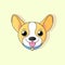 A cute smiling corgi puppy logo