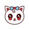 Cute smiling funny cat,kitten face.Vector