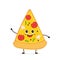 Cute smiling funny cute pizza slice.Vector