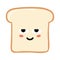 Cute smiling funny kawaii slice toast or bread. Isolated on white background