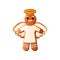 Cute smiling gingerbread angel with white milk cream