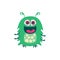 Cute smiling green cartoon monster, fabulous incredible creature, funny alien vector Illustration