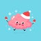 Cute smiling happy brain organ in christmas hat