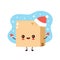 Cute smiling happy delivery box in christmas hat