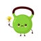 Cute smiling happy fitness kettlebell have idea