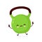 Cute smiling happy fitness kettlebell weight