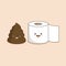 Cute smiling happy funny poop and toilet paper roll