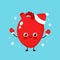 Cute smiling happy heart organ in christmas hat