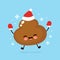 Cute smiling happy poop in christmas hat