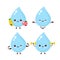 Cute smiling happy water drop healthy,fitness set
