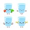 Cute smiling happy water glass healthy,fitness set