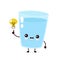 Cute smiling happy water glass with light bulb