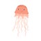 Cute smiling jellyfish or medusa. Funny underwater jelly fish with eyes. Childish colored flat cartoon vector