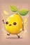 Cute smiling lemon character, ai generated illustration