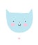 Cute Smiling Little Cat Vector illustration. Wall Art with Kawaii Style Kitty.