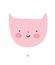 Cute Smiling Little Cat Vector illustration. Wall Art with Kawaii Style Pink Kitty.