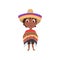 Cute smiling mexican boy in national clothes and big hat