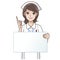 A Cute smiling nurse holding a blank board