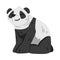 Cute Smiling Panda Bear, Funny Wild Animal Sitting on Ground Cartoon Style Vector Illustration on White Background