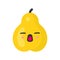 Cute smiling pear, isolated colorful vector fruit icon