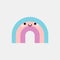 Cute smiling rainbow character icon.