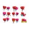 Cute smiling red and pink hearts characters set, funny couples in love with different situations and emotions. Happy