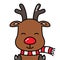 Cute smiling reindeer rudolph avatar head isolated with scarf