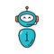Cute smiling robot isolate chat bot thin line icon