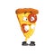 Cute smiling slice of pizza, funny cartoon fast food character vector Illustration on a white background