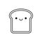 Cute smiling slice toast bread character line icon. Coloring book for children.