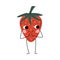 Cute Smiling Strawberry , Cheerful Berry Character with Funny Face Vector Illustration