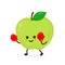 Cute smiling strong apple fighting
