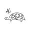 Cute, smiling turtle. Hi, hand drawn illustration design. Vector