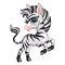 Cute smiling zebra in cartoon style vector illustration