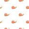 Cute snails seamless pattern. Funny cartoon character wallpaper in doodle style