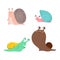 Cute snails set. Different snail-paced slugs. Young and old, strong and running. Funny snail characters collection.