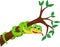 Cute snake cartoon on branch