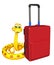 Cute Snake cartoon character with travel bag