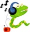 Cute snake listening music