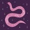 Cute snake mystic vector illustration on purple background