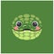 Cute snake portrait square smiley head cartoon round shape animal face, isolated vector icon illustration. Flat cobra