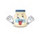 Cute sneaky mayonnaise Cartoon character with a crazy face