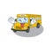 Cute sneaky school bus Cartoon character with a crazy face