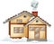 Cute snow house cartoon on white background