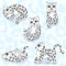 Cute snow leopard kittens, cartoon animals, wild cat kitten, texture background