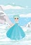 Cute Snow Queen in a winter landscape